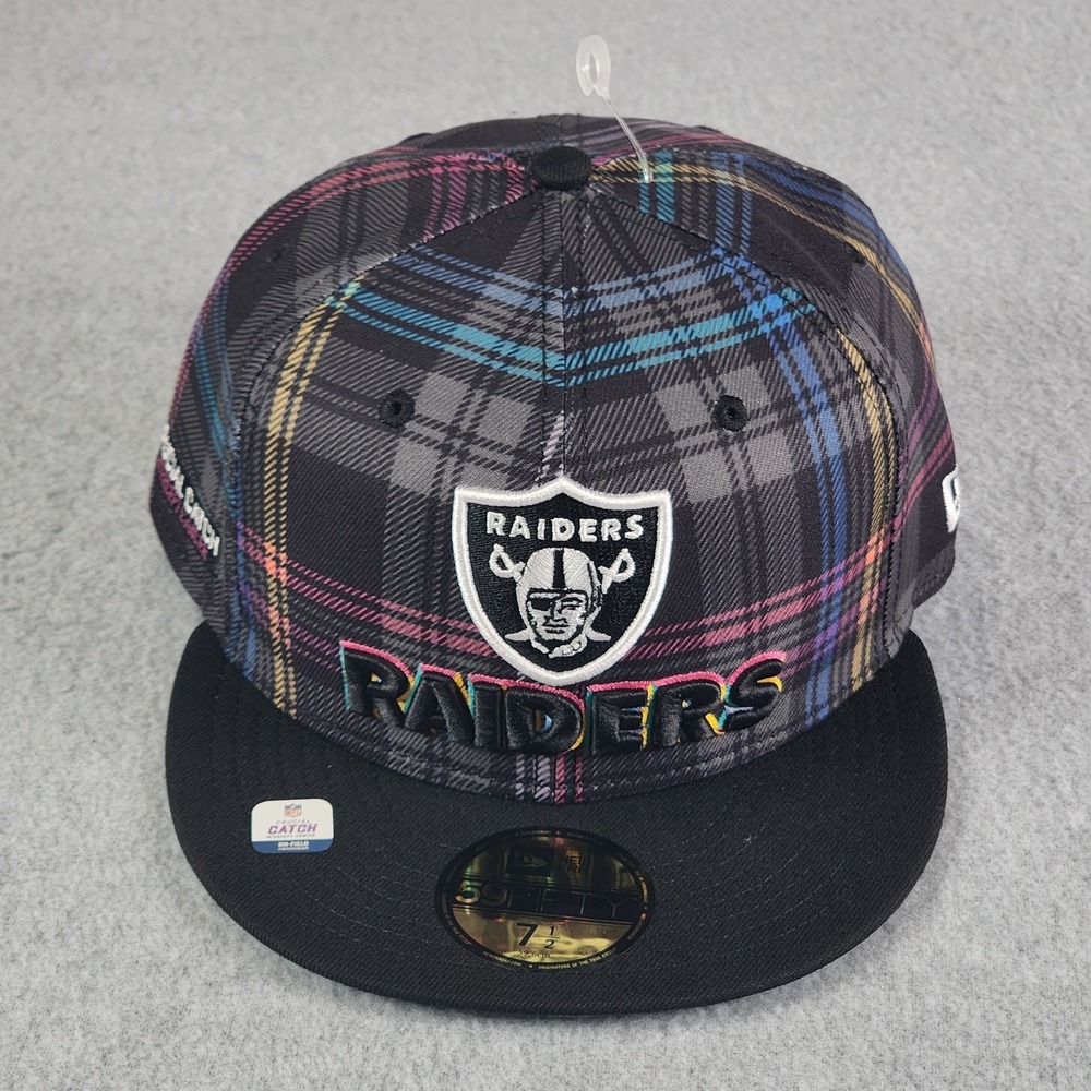 Las Vegas Raiders 2024 NFL Crucial Catch‎ Plaid Hat 7 1/2 New Era 59FIFTY Cap